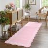 Garvee Scalloped 8×10 Rugs Washable Area Rugs for Living Room,Modern Stain Resistant Solid Rug for Bedroom, Scalloped Low Pile Non-Slip Neutral Rug for Farmhouse Dining Room Home Office Dorm,Grey(Pink)