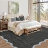 Garvee Scalloped Washable Rug 9×12 Area Rug for Bedroom Living Room Rug Modern Non Slip Large Area Rug Soft Throw Rugs Low Pile Stain Resistant Carpet for Dining Room Nursery Office, Blue 9’x12′(Scalloped02|black)