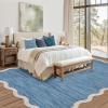 Garvee Scalloped Washable Rug 9×12 Area Rug for Bedroom Living Room Rug Modern Non Slip Large Area Rug Soft Throw Rugs Low Pile Stain Resistant Carpet for Dining Room Nursery Office, Blue 9’x12′(Scalloped02|blue)