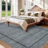 Garvee Scalloped Washable Rug 9×12 Area Rug for Bedroom Living Room Rug Modern Non Slip Large Area Rug Soft Throw Rugs Low Pile Stain Resistant Carpet for Dining Room Nursery Office, Blue 9’x12′(Scalloped01|grey)