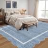 Garvee Scalloped Washable Rug 9×12 Area Rug for Bedroom Living Room Rug Modern Non Slip Large Area Rug Soft Throw Rugs Low Pile Stain Resistant Carpet for Dining Room Nursery Office, Blue 9’x12′(Scalloped01|blue)