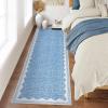 Garvee Scalloped Washable Rug 9×12 Rugs for Living Room Bedroom Non Slip Neutral Nursery Rug Modern Bordered Floral Mat Indoor Soft Non-Shedding Accent Carpet for Dining Room Kids Room Dorm Camel(Border Blue)