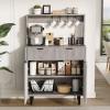 Garvee Sideboard Buffet Cabinet with Storage, Coffee Bar with Adjustable Shelves & 2 Drawers, Modern Wood Buffet Console Table for Dining Room Living Room Kitchen Entryway, Natural(Grey)