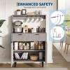 Garvee Sideboard Buffet Cabinet with Storage, Coffee Bar with Adjustable Shelves & 2 Drawers, Modern Wood Buffet Console Table for Dining Room Living Room Kitchen Entryway, Natural(Grey)
