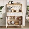 Garvee Sideboard Buffet Cabinet with Storage, Coffee Bar with Adjustable Shelves & 2 Drawers, Modern Wood Buffet Console Table for Dining Room Living Room Kitchen Entryway, Natural(Natural)