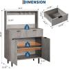 Garvee Sideboard Buffet Cabinet with Storage, Coffee Bar with Adjustable Shelves & 2 Drawers, Modern Wood Buffet Console Table for Dining Room Living Room Kitchen Entryway, Natural(Grey)