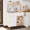 Garvee Sideboard Buffet Cabinet with Storage, Coffee Bar with Adjustable Shelves & 2 Drawers, Modern Wood Buffet Console Table for Dining Room Living Room Kitchen Entryway, Natural(Natural)