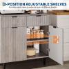 Garvee Sideboard Buffet Cabinet with Storage, Coffee Bar with Adjustable Shelves & 2 Drawers, Modern Wood Buffet Console Table for Dining Room Living Room Kitchen Entryway, Natural(Grey)