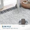 Garvee Solid Washable 9×12 Rugs for Living Room Border Plaid Rug Non-Slip Stain-Resistant Rugs Clearance Modern Low-Pile Carpet 9 x 12 Rug for Bedroom Dining Farmhouse Mat with Rubber Back,Tan(Grey-plaid)