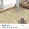 Garvee Solid Washable 9×12 Rugs for Living Room Border Plaid Rug Non-Slip Stain-Resistant Rugs Clearance Modern Low-Pile Carpet 9 x 12 Rug for Bedroom Dining Farmhouse Mat with Rubber Back,Tan(Natural-plaid)