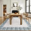 Garvee Solid Washable 9×12 Rugs for Living Room Border Plaid Rug Non-Slip Stain-Resistant Rugs Clearance Modern Low-Pile Carpet 9 x 12 Rug for Bedroom Dining Farmhouse Mat with Rubber Back,Tan(Blue-plaid)