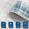 Garvee Solid Washable 9×12 Rugs for Living Room Border Plaid Rug Non-Slip Stain-Resistant Rugs Clearance Modern Low-Pile Carpet 9 x 12 Rug for Bedroom Dining Farmhouse Mat with Rubber Back,Tan(Blue-plaid)
