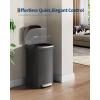 Garvee Stainless Steel Trash Can, 50 L/13 gal Hands Free Garbage Can with Soft Close Lid and Foot Pedal, Metal Kitchen Waste Bin with Inner Bucket for Living Room, Office, D Shape, Silver(Black)