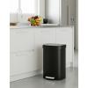 Garvee Stainless Steel Trash Can, 50 L/13 gal Hands Free Garbage Can with Soft Close Lid and Foot Pedal, Metal Kitchen Waste Bin with Inner Bucket for Living Room, Office, D Shape, Silver(Matte Black)