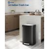 Garvee Stainless Steel Trash Can, 50 L/13 gal Hands Free Garbage Can with Soft Close Lid and Foot Pedal, Metal Kitchen Waste Bin with Inner Bucket for Living Room, Office, D Shape, Silver(Black)