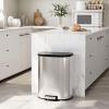 Garvee Stainless Steel Trash Can, 50 L/13 gal Hands Free Garbage Can with Soft Close Lid and Foot Pedal, Metal Kitchen Waste Bin with Inner Bucket for Living Room, Office, D Shape, Silver(silver)