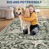 Garvee Tiger 5×7 Area Rug Washable Modern Living Room Rugs Non Slip Black Rugs for Bedroom Ultra Thin Vintage Throw Carpet Retro Accent Floor Cover Indoor Contemporary Mat for Dining Room Home Office(Green)