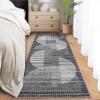 Garvee Washable 9×12 Area Rug for Living Room Modern Abstract Non Slip Bedroom Rugs Large Non Slip Low Pile Floor Cover for Dining Room Ultra Thin Foldable Throw Carpet for Home Office, Blue(Black)