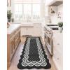 Garvee Washable Area Rug 8×10 Modern Solid Living Room Rug,Large Bordered Rugs for Bedroom Neutral Carpet 8×10 Rugs for Farmhouse Dining Room Non-Slip Stain Resistant Under Table Brown Rug(Lace Black)