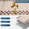 Garvee Washable Area Rug 8×10 Modern Solid Living Room Rug,Large Bordered Rugs for Bedroom Neutral Carpet 8×10 Rugs for Farmhouse Dining Room Non-Slip Stain Resistant Under Table Brown Rug(Scalloped|beige)