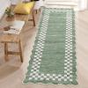 Garvee Washable Area Rug 8×10 Modern Solid Living Room Rug,Large Bordered Rugs for Bedroom Neutral Carpet 8×10 Rugs for Farmhouse Dining Room Non-Slip Stain Resistant Under Table Brown Rug(Scalloped|green)