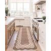 Garvee Washable Area Rug 8×10 Modern Solid Living Room Rug,Large Bordered Rugs for Bedroom Neutral Carpet 8×10 Rugs for Farmhouse Dining Room Non-Slip Stain Resistant Under Table Brown Rug(Lace Camel)