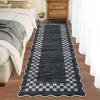 Garvee Washable Area Rug 8×10 Modern Solid Living Room Rug,Large Bordered Rugs for Bedroom Neutral Carpet 8×10 Rugs for Farmhouse Dining Room Non-Slip Stain Resistant Under Table Brown Rug(Scalloped|black)
