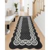 Garvee Washable Area Rug 8×10 Modern Solid Living Room Rug,Large Bordered Rugs for Bedroom Neutral Carpet 8×10 Rugs for Farmhouse Dining Room Non-Slip Stain Resistant Under Table Brown Rug(Lace Black)