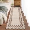 Garvee Washable Area Rug 8×10 Modern Solid Living Room Rug,Large Bordered Rugs for Bedroom Neutral Carpet 8×10 Rugs for Farmhouse Dining Room Non-Slip Stain Resistant Under Table Brown Rug(Scalloped|beige)