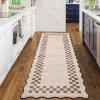 Garvee Washable Area Rug 8×10 Modern Solid Living Room Rug,Large Bordered Rugs for Bedroom Neutral Carpet 8×10 Rugs for Farmhouse Dining Room Non-Slip Stain Resistant Under Table Brown Rug(Scalloped|beige)