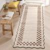 Garvee Washable Area Rug 8×10 Modern Solid Living Room Rug,Large Bordered Rugs for Bedroom Neutral Carpet 8×10 Rugs for Farmhouse Dining Room Non-Slip Stain Resistant Under Table Brown Rug(Scalloped|beige)