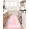 Garvee Washable Area Rug 8×10 Modern Solid Living Room Rug,Large Bordered Rugs for Bedroom Neutral Carpet 8×10 Rugs for Farmhouse Dining Room Non-Slip Stain Resistant Under Table Brown Rug(Lace Pink)