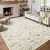 Garvee Washable Rug 8×10 Area Rugs for Living Room Vintage Non Slip Throw Rugs Distressed Large Rugs for Bedroom Low Pile Soft Non Shedding Stain Resistant Carpet for Dining Room 8’x10′ Black(Distressed|beige)