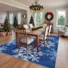 Garvee Washable Rug 8×10 Area Rugs for Living Room Vintage Non Slip Throw Rugs Distressed Large Rugs for Bedroom Low Pile Soft Non Shedding Stain Resistant Carpet for Dining Room 8’x10′ Black(Snowflake|blue)