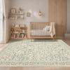 Garvee Washable Rug 8×10 Area Rugs for Living Room Vintage Non Slip Throw Rugs Distressed Large Rugs for Bedroom Low Pile Soft Non Shedding Stain Resistant Carpet for Dining Room 8’x10′ Black(Bird|beige)