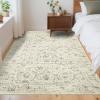 Garvee Washable Rug 8×10 Area Rugs for Living Room Vintage Non Slip Throw Rugs Distressed Large Rugs for Bedroom Low Pile Soft Non Shedding Stain Resistant Carpet for Dining Room 8’x10′ Black(Distressed|beige)