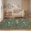 Garvee Washable Rug 8×10 Area Rugs for Living Room Vintage Non Slip Throw Rugs Distressed Large Rugs for Bedroom Low Pile Soft Non Shedding Stain Resistant Carpet for Dining Room 8’x10′ Black(Bird|green)