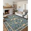 Garvee Washable Rug 8×10 Area Rugs for Living Room Vintage Non Slip Throw Rugs Distressed Large Rugs for Bedroom Low Pile Soft Non Shedding Stain Resistant Carpet for Dining Room 8’x10′ Black(Bird|blue)