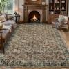 Garvee Washable Rug 8×10 Area Rugs for Living Room Vintage Non Slip Throw Rugs Distressed Large Rugs for Bedroom Low Pile Soft Non Shedding Stain Resistant Carpet for Dining Room 8’x10′ Black(Disitressed|red)