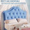 GarveeHome LED Twin Bed Frame for Kids with Beauty Crystal Button Headboard, Upholstered PU Leather Platform Princess Bed with Storage Drawer, Noise-Free, Easy Assembly, Easy Clean, Pink | led(Blue)