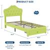 GarveeHome LED Twin Bed Frame for Kids with Beauty Crystal Button Headboard, Upholstered PU Leather Platform Princess Bed with Storage Drawer, Noise-Free, Easy Assembly, Easy Clean, Pink | led(Avocado Green)