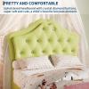 GarveeHome LED Twin Bed Frame for Kids with Beauty Crystal Button Headboard, Upholstered PU Leather Platform Princess Bed with Storage Drawer, Noise-Free, Easy Assembly, Easy Clean, Pink | led(Avocado Green)