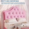 GarveeHome LED Twin Bed Frame for Kids with Beauty Crystal Button Headboard, Upholstered PU Leather Platform Princess Bed with Storage Drawer, Noise-Free, Easy Assembly, Easy Clean, Pink | led(Pink)