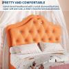 GarveeHome LED Twin Bed Frame for Kids with Beauty Crystal Button Headboard, Upholstered PU Leather Platform Princess Bed with Storage Drawer, Noise-Free, Easy Assembly, Easy Clean, Pink | led(Orange)