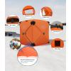 Pop Up Ice Fishing Tent Insulated Ice Fishing Shelter Portable Hub-Style Shelter Shanty Windproof and Warm, Multiple Sizes for 6-8 Person, Red, 6×11.7×6.6 Ft(Orange)