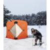 Pop Up Ice Fishing Tent Insulated Ice Fishing Shelter Portable Hub-Style Shelter Shanty Windproof and Warm, Multiple Sizes for 6-8 Person, Red, 6×11.7×6.6 Ft(Orange)