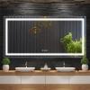 Bathroom Mirror With Lights 60×30 In, Wall Mount Bathroom Vanity Mirror With Front and Backlight, High Magnification, Stepless Dimmable With Anti-Fog, Shatter-Proof, Memory, 3 Colors, for Makeup, Show(65.6″L x 36″W)