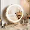 Garvee 19 in Vanity Mirror with Led Lights, Large Round Makeup Mirror with Touch Control and 3 Color Lighting Modes, Round Vanity Mirror for Bedroom, Tabletop, Living Room, Easy to Install, Gold(Golden)