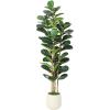 Garvee Artificial Fiddle Leaf Fig Tree with White Planter, Fake Plant with Natural Wood Trunk, Faux Ficus Tree Fake Moss for Home Office Living Room Decor(Set of 1)