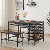 Garvee Dining Table Set for 4, Kitchen Table Set for 4 with 2 Benches, 3 Piece Dining Room Table Set for Small Space Apartment, Black(Black)